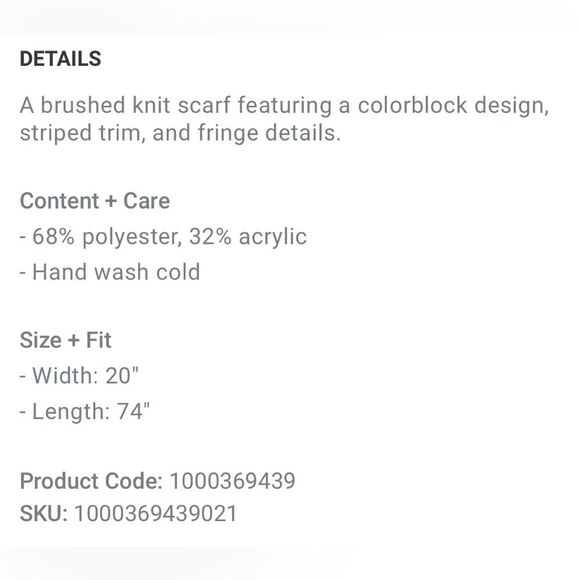 Forever 21 Brown Black Red Colorblock Oblong Scarf Soft Fringe Design - Picture 5 of 5